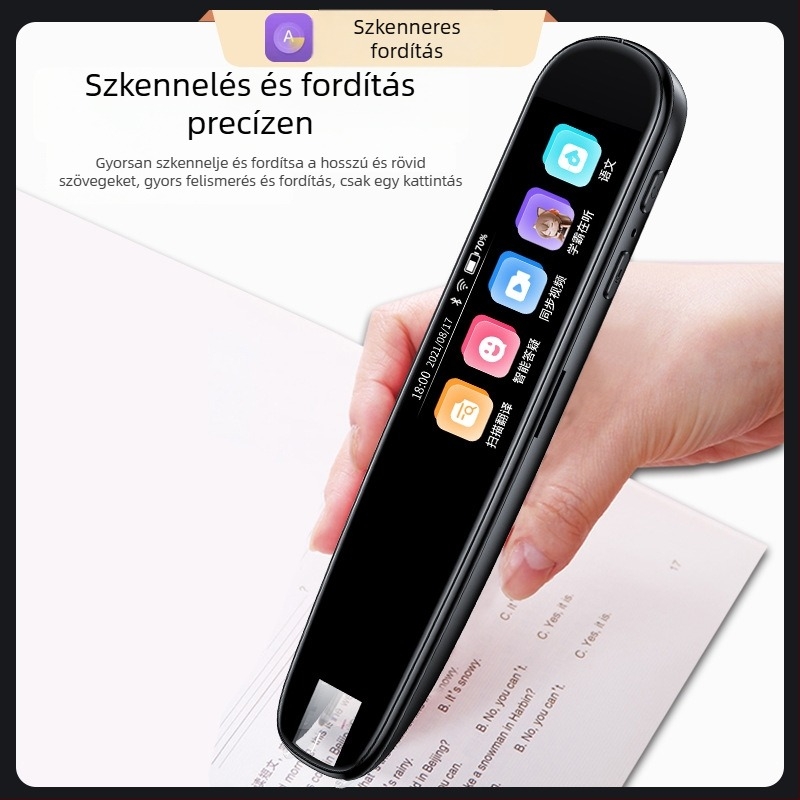 Offline szkennelő– és fordító toll – olvasó készülék, ABS ház, modell 002, újratölthető Li-ion akkumulátor, hangszóró teljesítmény 5