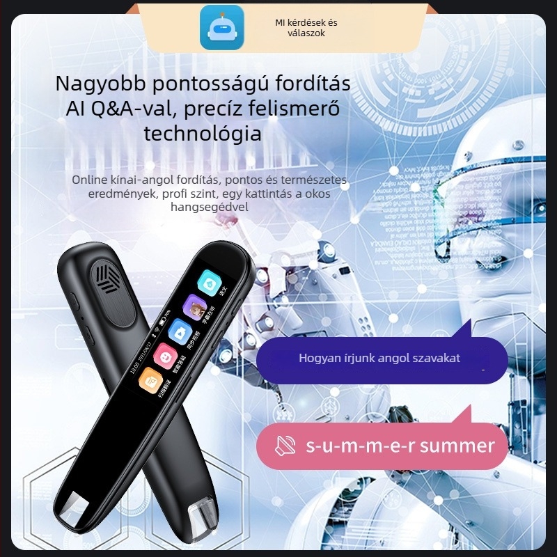 Offline szkennelő– és fordító toll – olvasó készülék, ABS ház, modell 002, újratölthető Li-ion akkumulátor, hangszóró teljesítmény 5