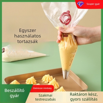 Egyszer használatos tortadíszítő zacskó, átlátszó háromszög alakú, megerősített, élelmiszer-minőségű PE anyagból, 100 darab/csomag