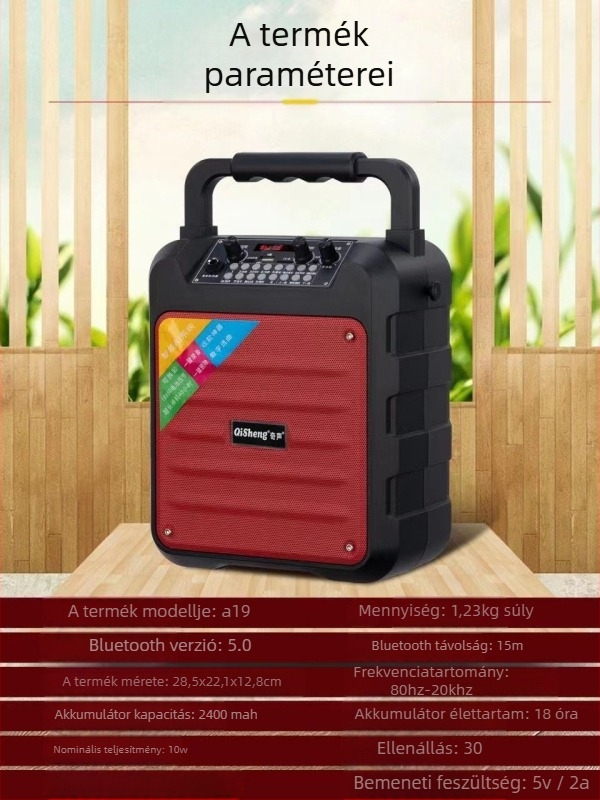 Yalixin HFC-902 Bluetooth hordozható hangsugárzó karaoke és négyzet-tánc alkalmazásokhoz, 15W, Bluetooth 5.0, beépített 4000mAh akkumulátor, 100Hz-20kHz