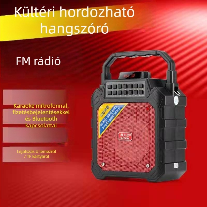 Yalixin HFC-902 Bluetooth hordozható hangsugárzó karaoke és négyzet-tánc alkalmazásokhoz, 15W, Bluetooth 5.0, beépített 4000mAh akkumulátor, 100Hz-20kHz