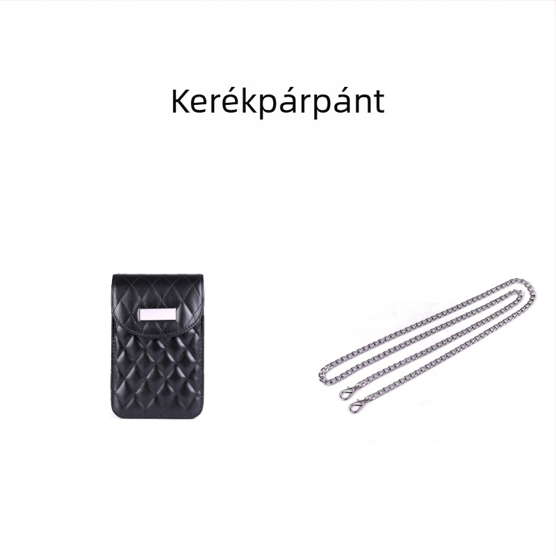 Láncos keresztbody övtáska, quiltelt mintázat, PU anyag, cipzáras nyitás, laminált belső zseb