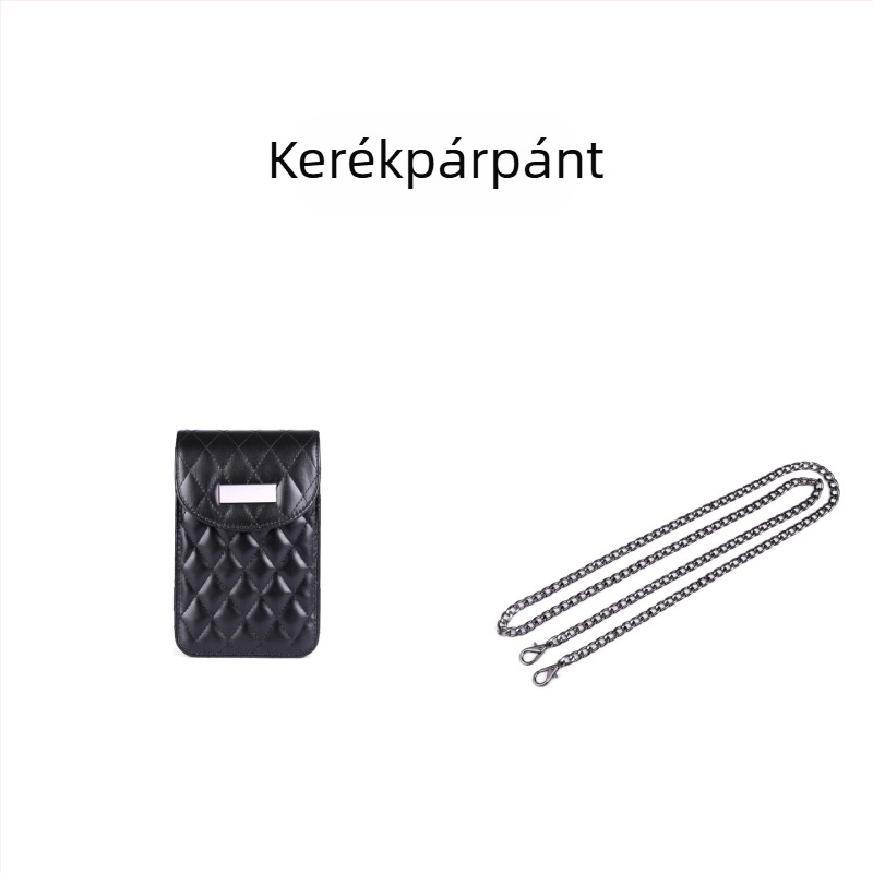 Láncos keresztbody övtáska, quiltelt mintázat, PU anyag, cipzáras nyitás, laminált belső zseb