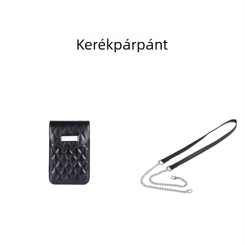 Láncos keresztbody övtáska, quiltelt mintázat, PU anyag, cipzáras nyitás, laminált belső zseb