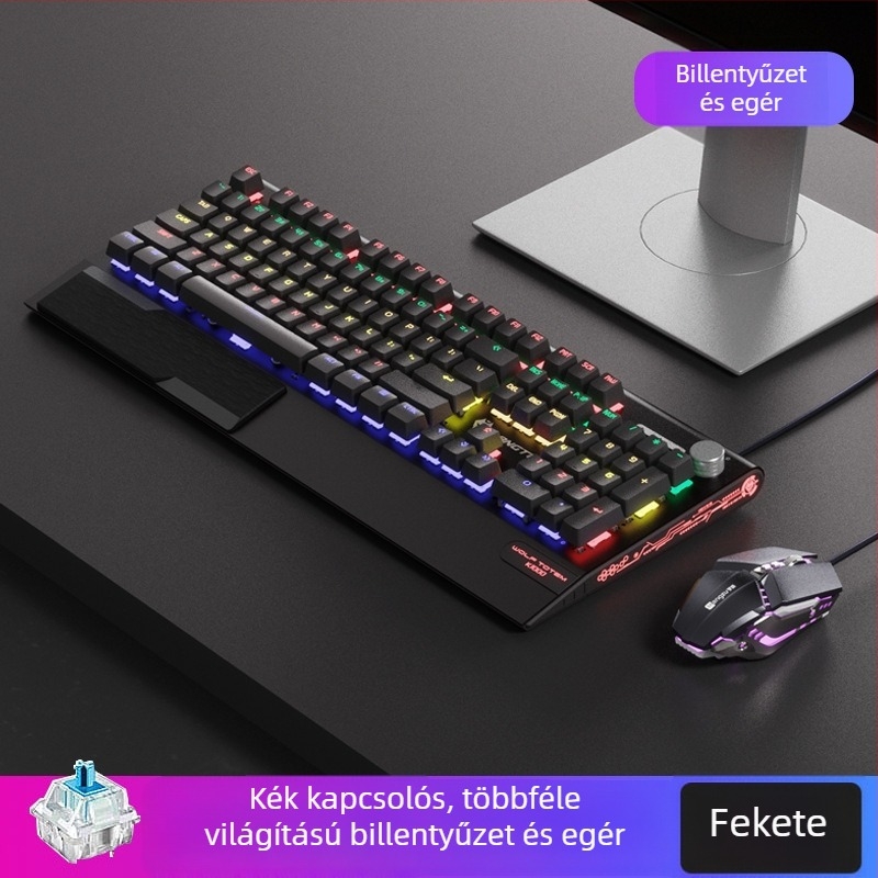 K1000 mechanikus billentyűzet, 104 gomb, vezetékes kapcsolat, RGB háttérvilágítás, fémből készült test, 1,5 m kábel.