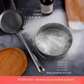 304 rozsdamentes acél liszt-szitó, ultrafin hálóval, 40/60 szem a sütéshez