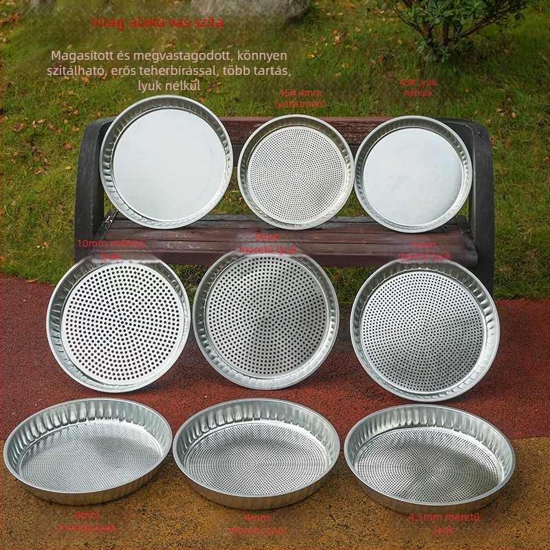 Liszt szita – Anyag: vas és rozsdamentes acél, nem mágneses; Stílus: modern egyszerűség; Bevezetés: 2017 tavasz; Eredet: Chongqing Dazu