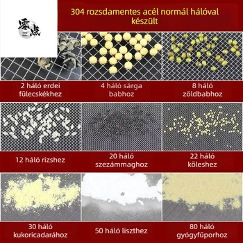 Liszt-szitó 304 rozsdamentes acélból, finom hálóval – sokoldalú szitáláshoz liszt, rizs, szezámmag és szója tej számára