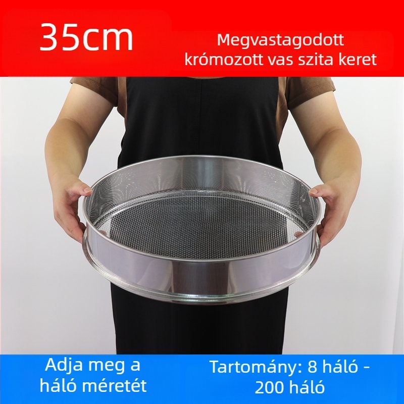 Liszt-szitó 304 rozsdamentes acélból, finom hálóval – sokoldalú szitáláshoz liszt, rizs, szezámmag és szója tej számára