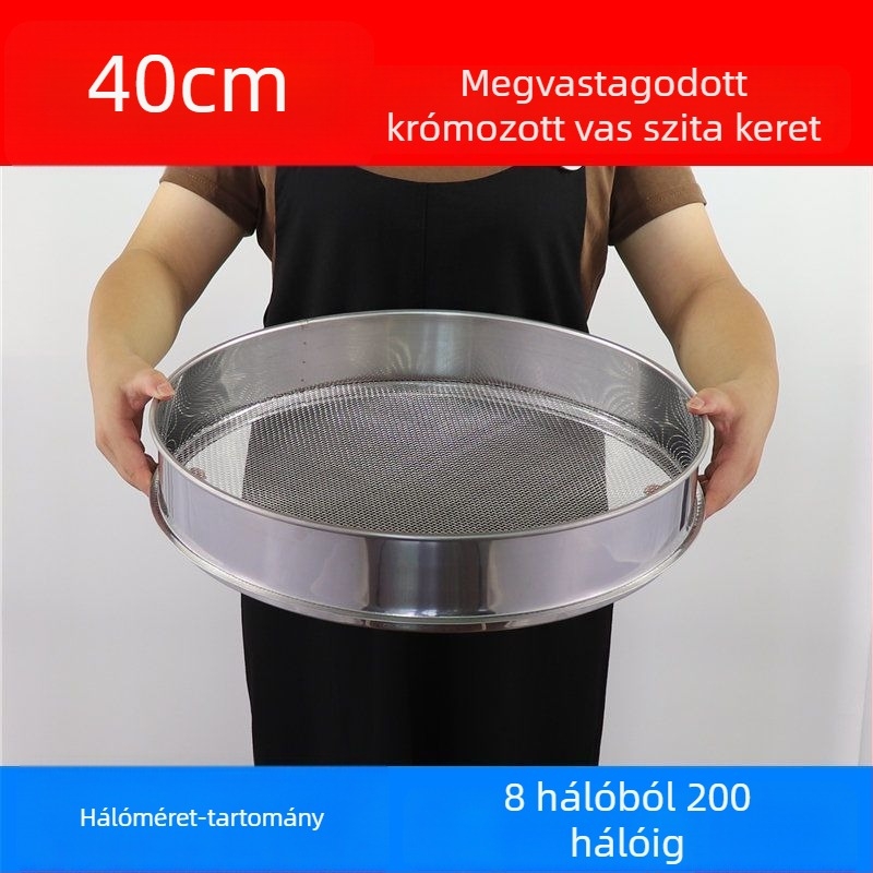 Liszt-szitó 304 rozsdamentes acélból, finom hálóval – sokoldalú szitáláshoz liszt, rizs, szezámmag és szója tej számára