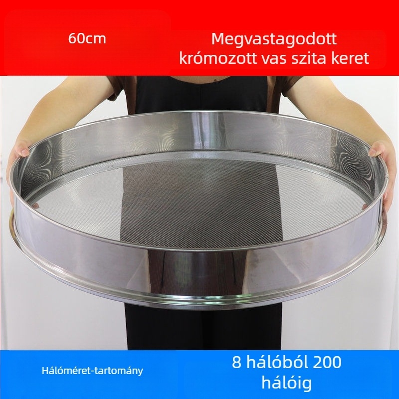 Liszt-szitó 304 rozsdamentes acélból, finom hálóval – sokoldalú szitáláshoz liszt, rizs, szezámmag és szója tej számára