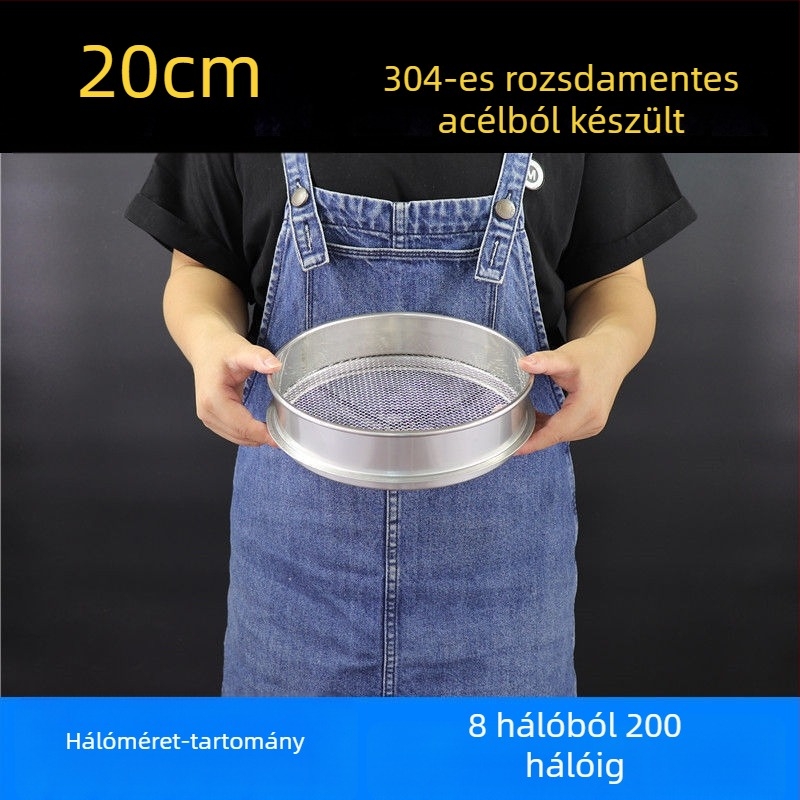 Liszt-szitó 304 rozsdamentes acélból, finom hálóval – sokoldalú szitáláshoz liszt, rizs, szezámmag és szója tej számára