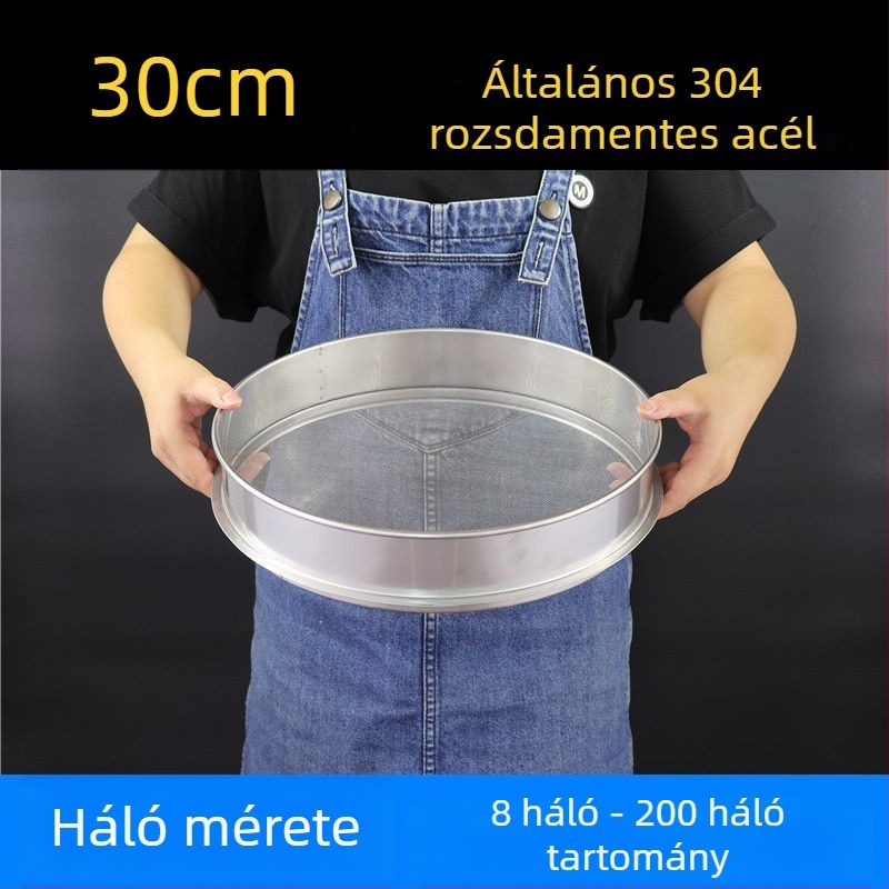 Liszt-szitó 304 rozsdamentes acélból, finom hálóval – sokoldalú szitáláshoz liszt, rizs, szezámmag és szója tej számára