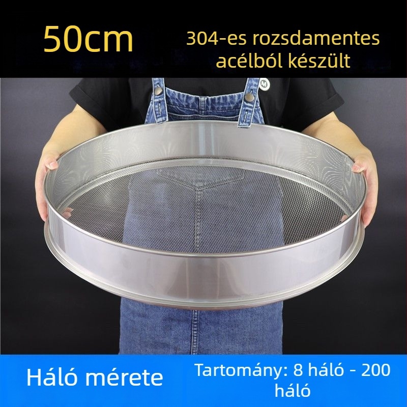 Liszt-szitó 304 rozsdamentes acélból, finom hálóval – sokoldalú szitáláshoz liszt, rizs, szezámmag és szója tej számára