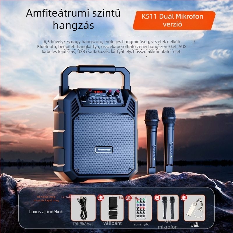 Bluetooth hordozható hangszóró otthonra és kültérre, Bluetooth/USB/3,5 mm kapcsolódás, IPX4 vízálló, beépített 1200–2000 mAh akkumulátor, frekvencia-válasz 40 Hz–20 kHz, SNR ≥100 dB