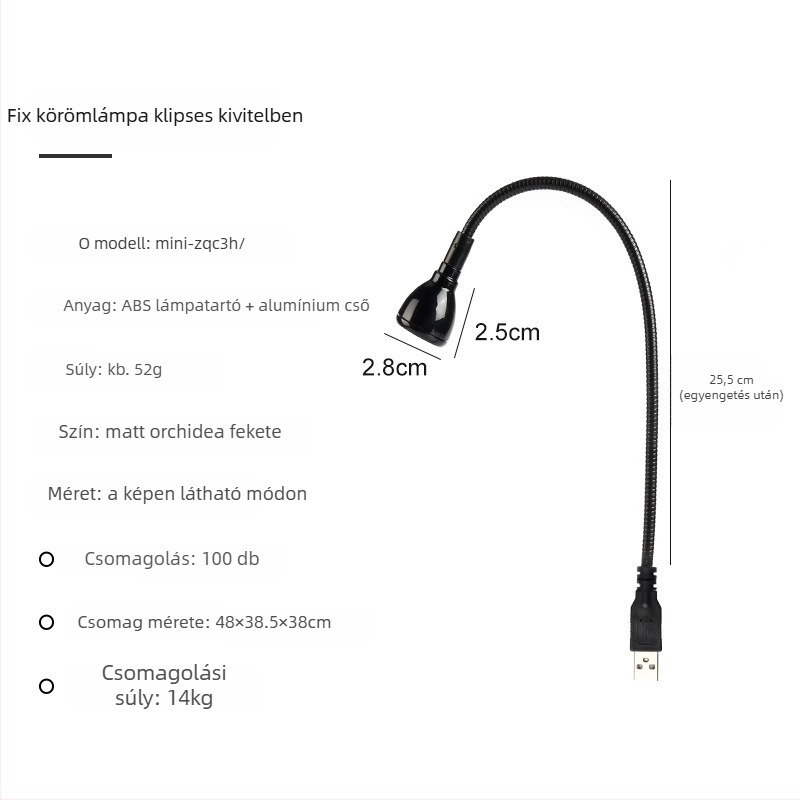 Állítható szögű asztali manikűrlámpa, 3W, nagy teljesítményű UV-gél lakkozáshoz, klippel