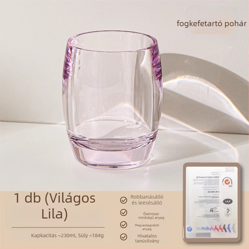 Fogkefés pohár, átlátszó akril, vastag falú, cseppálló, pároknak (Anyag: Műanyag; Élelmiszerrel érintkező PC; Logó nyomtatása: Igen; Személyre szabás: Igen)