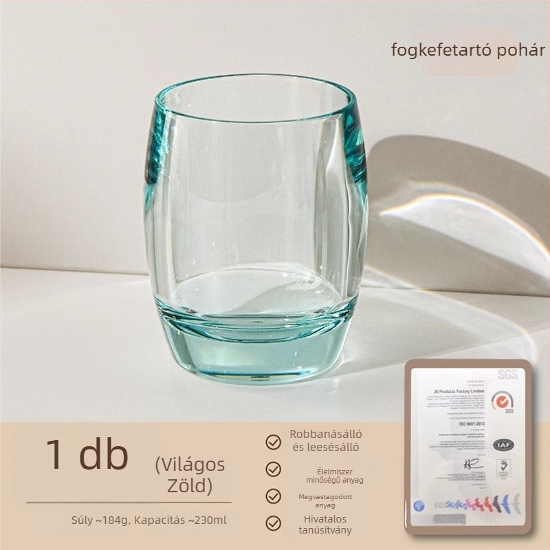 Fogkefés pohár, átlátszó akril, vastag falú, cseppálló, pároknak (Anyag: Műanyag; Élelmiszerrel érintkező PC; Logó nyomtatása: Igen; Személyre szabás: Igen)