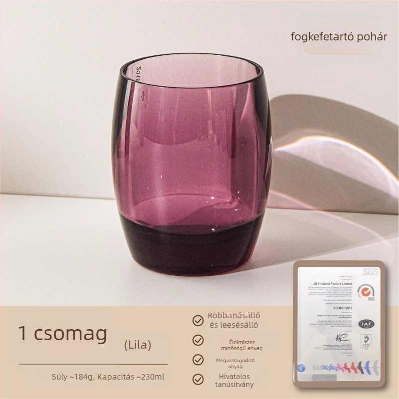Fogkefés pohár, átlátszó akril, vastag falú, cseppálló, pároknak (Anyag: Műanyag; Élelmiszerrel érintkező PC; Logó nyomtatása: Igen; Személyre szabás: Igen)