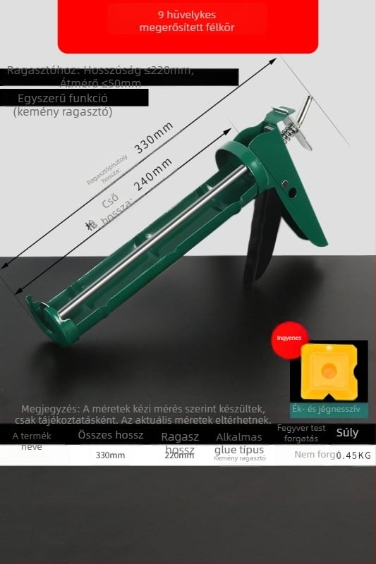 Üveghez ragasztópisztoly, automata, munkaerő-megtakarító, szerkezeti ragasztópisztoly építéshez