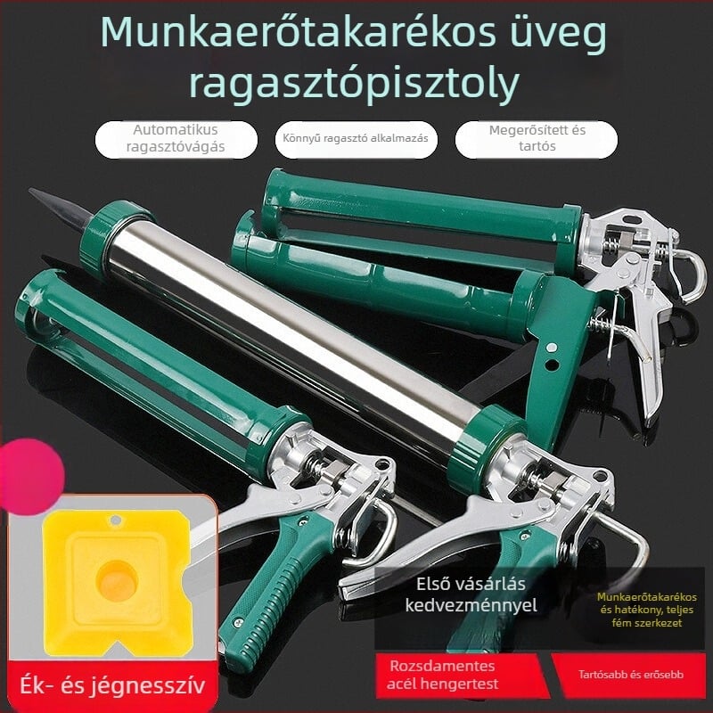 Üveghez ragasztópisztoly, automata, munkaerő-megtakarító, szerkezeti ragasztópisztoly építéshez