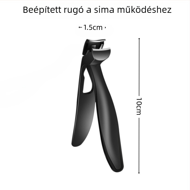 Rozsdamentes acél körömvágó olló görbített fejjel, ergonikus működtetés, anti-splash, széles nyitás