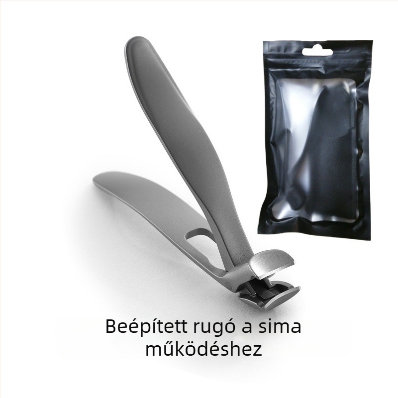 Rozsdamentes acél körömvágó olló görbített fejjel, ergonikus működtetés, anti-splash, széles nyitás