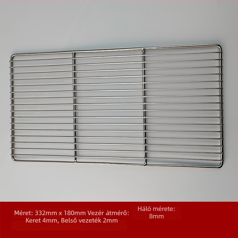 Rozsdamentes acél huzal grillrács, négyzet alakú, hordozható, többfunkciós, füstmentes, könnyen tisztítható, elektropolírozás és ponthegesztés