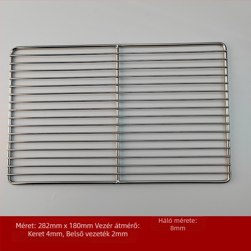 Rozsdamentes acél huzal grillrács, négyzet alakú, hordozható, többfunkciós, füstmentes, könnyen tisztítható, elektropolírozás és ponthegesztés