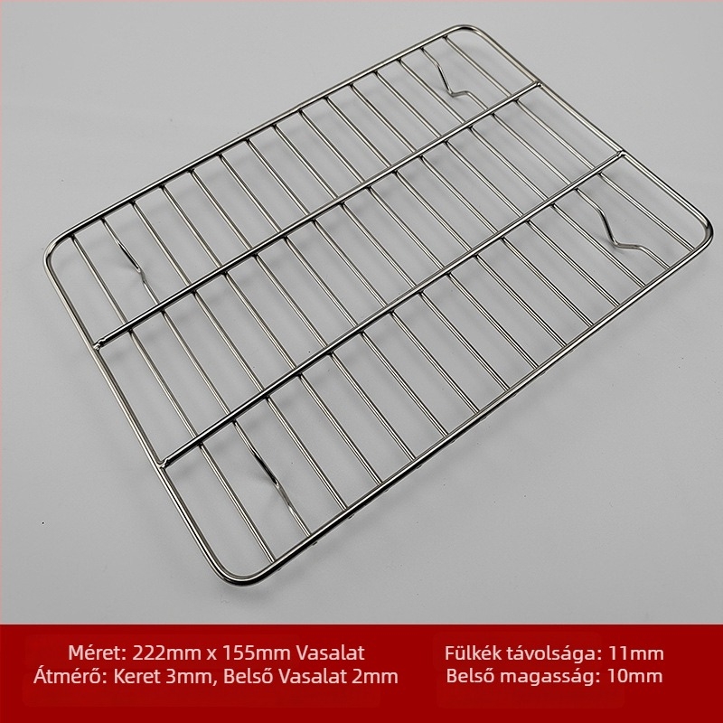 Rozsdamentes acél huzal grillrács, négyzet alakú, hordozható, többfunkciós, füstmentes, könnyen tisztítható, elektropolírozás és ponthegesztés