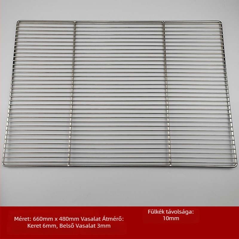 Rozsdamentes acél huzal grillrács, négyzet alakú, hordozható, többfunkciós, füstmentes, könnyen tisztítható, elektropolírozás és ponthegesztés