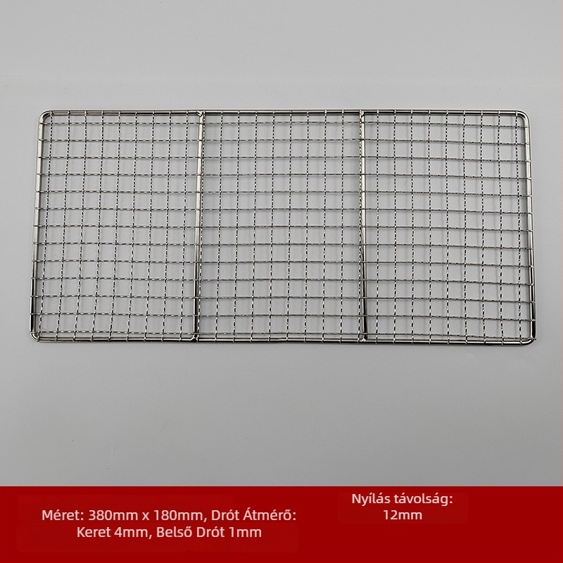 Rozsdamentes acél huzal grillrács, négyzet alakú, hordozható, többfunkciós, füstmentes, könnyen tisztítható, elektropolírozás és ponthegesztés