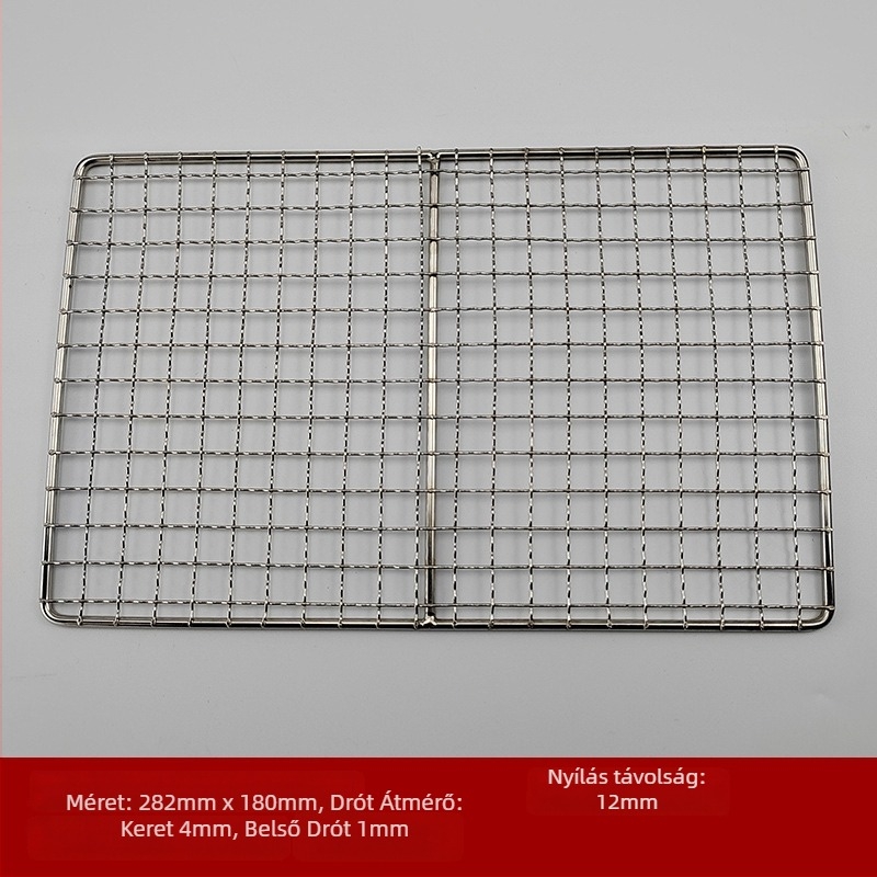 Rozsdamentes acél huzal grillrács, négyzet alakú, hordozható, többfunkciós, füstmentes, könnyen tisztítható, elektropolírozás és ponthegesztés