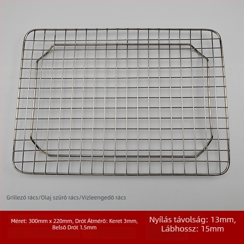 Rozsdamentes acél huzal grillrács, négyzet alakú, hordozható, többfunkciós, füstmentes, könnyen tisztítható, elektropolírozás és ponthegesztés