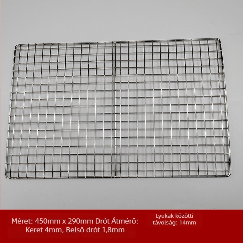 Rozsdamentes acél huzal grillrács, négyzet alakú, hordozható, többfunkciós, füstmentes, könnyen tisztítható, elektropolírozás és ponthegesztés
