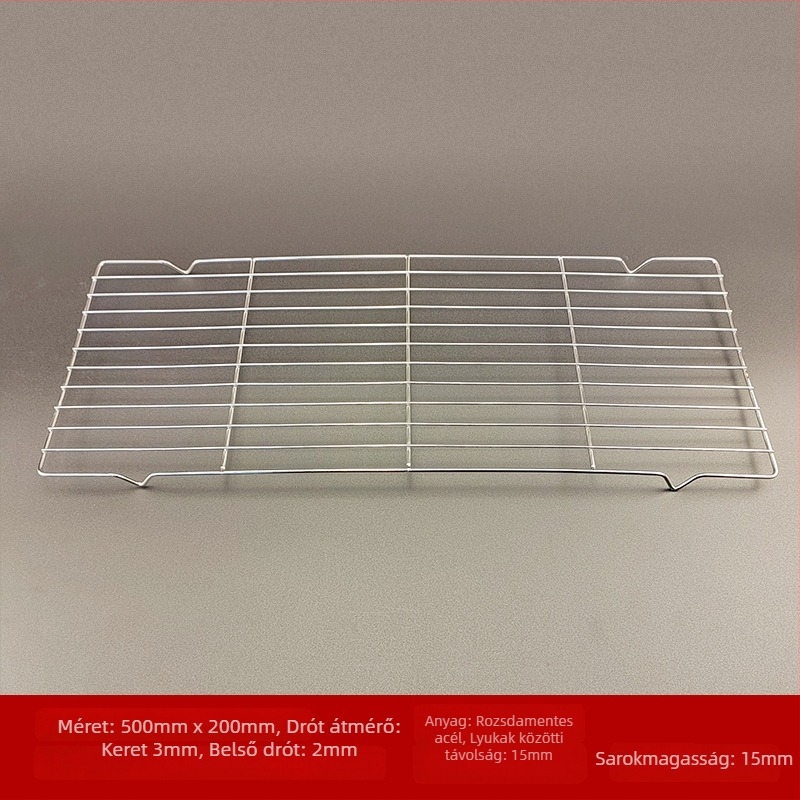 Rozsdamentes acél huzal grillrács, négyzet alakú, hordozható, többfunkciós, füstmentes, könnyen tisztítható, elektropolírozás és ponthegesztés