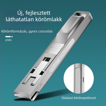 Összecsukható hordozható körömvágó reszelővel és körömollóval – rozsdamentes acél, modell M080, hordozható/plató, otthoni használatra, univerzális ápolási eszköz