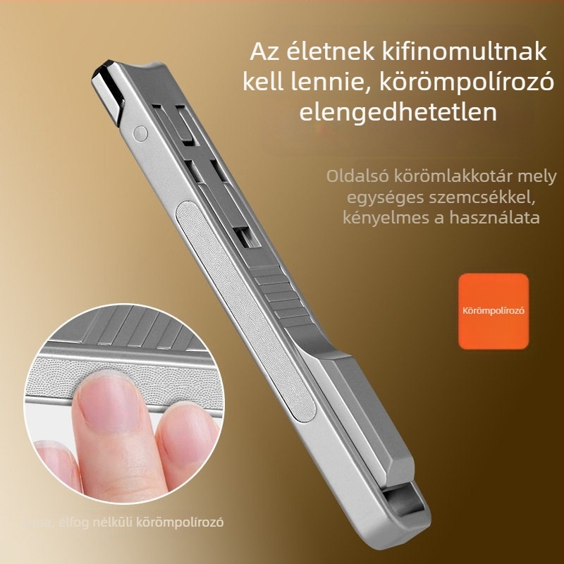Összecsukható hordozható körömvágó reszelővel és körömollóval – rozsdamentes acél, modell M080, hordozható/plató, otthoni használatra, univerzális ápolási eszköz