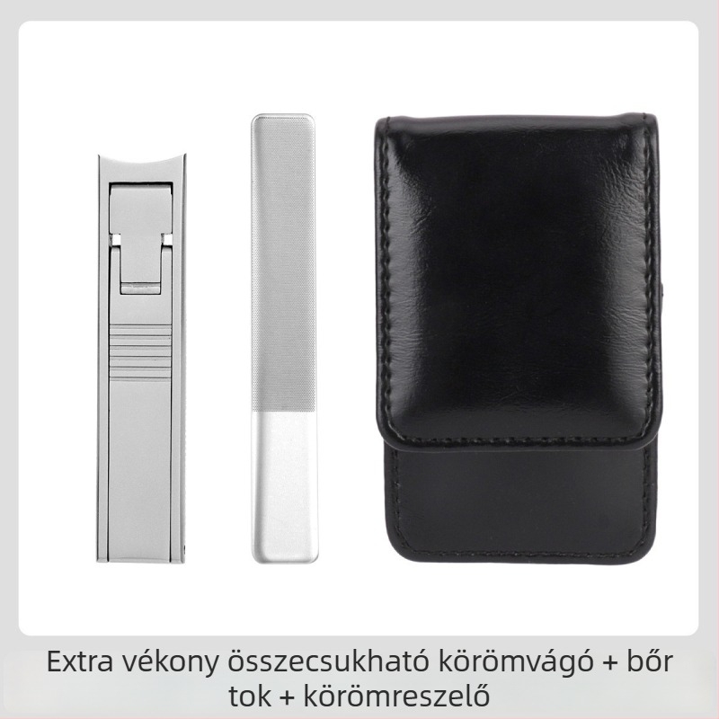 Összecsukható hordozható körömvágó reszelővel és körömollóval – rozsdamentes acél, modell M080, hordozható/plató, otthoni használatra, univerzális ápolási eszköz
