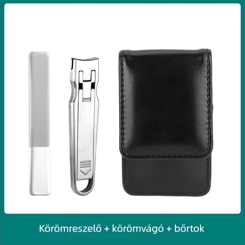 Összecsukható hordozható körömvágó reszelővel és körömollóval – rozsdamentes acél, modell M080, hordozható/plató, otthoni használatra, univerzális ápolási eszköz