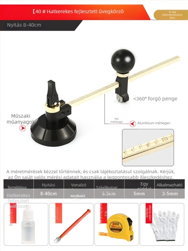 Üveg körkörös vágó és lyuknyitó körző — körkörös üvegvágó eszköz (Eredet: Mainland China; Típus: Other; Márka: Other; Alkalmazási terület: Other)