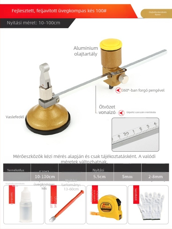 Üveg körkörös vágó és lyuknyitó körző — körkörös üvegvágó eszköz (Eredet: Mainland China; Típus: Other; Márka: Other; Alkalmazási terület: Other)