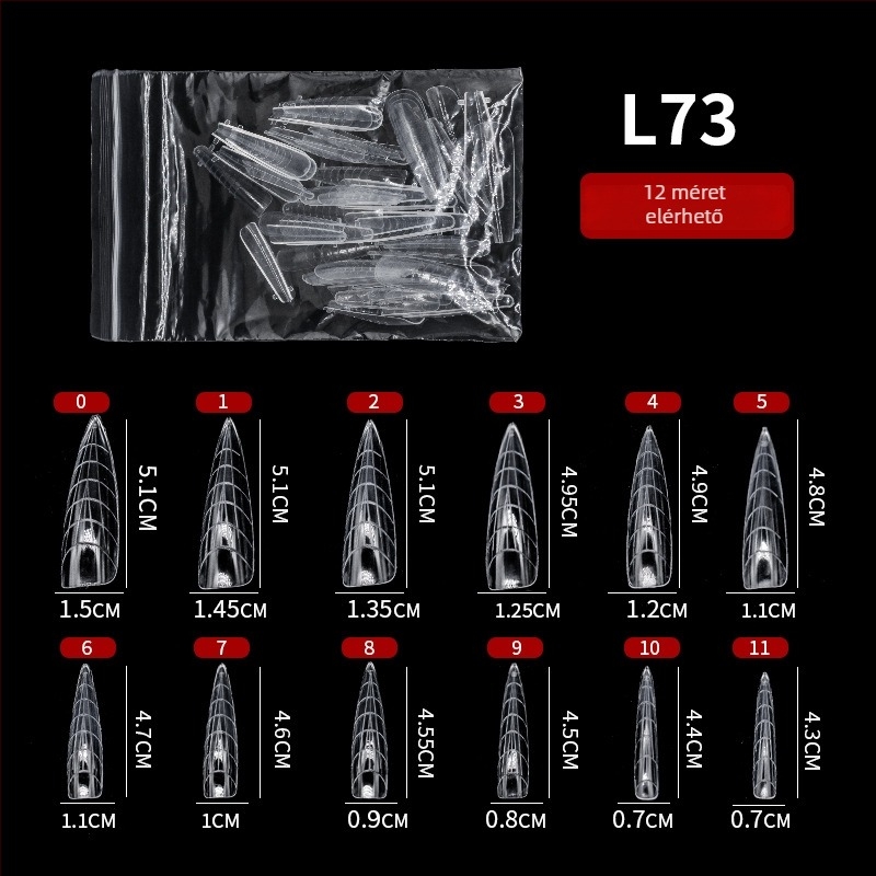 GNDG Műköröm hosszabbító forma, műanyag, papírtálcás hosszabbító sorozat, vízcsepp mintázat, 48–60 darab