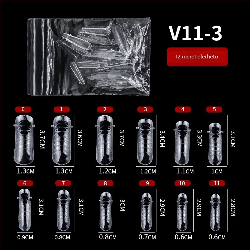 GNDG Műköröm hosszabbító forma, műanyag, papírtálcás hosszabbító sorozat, vízcsepp mintázat, 48–60 darab