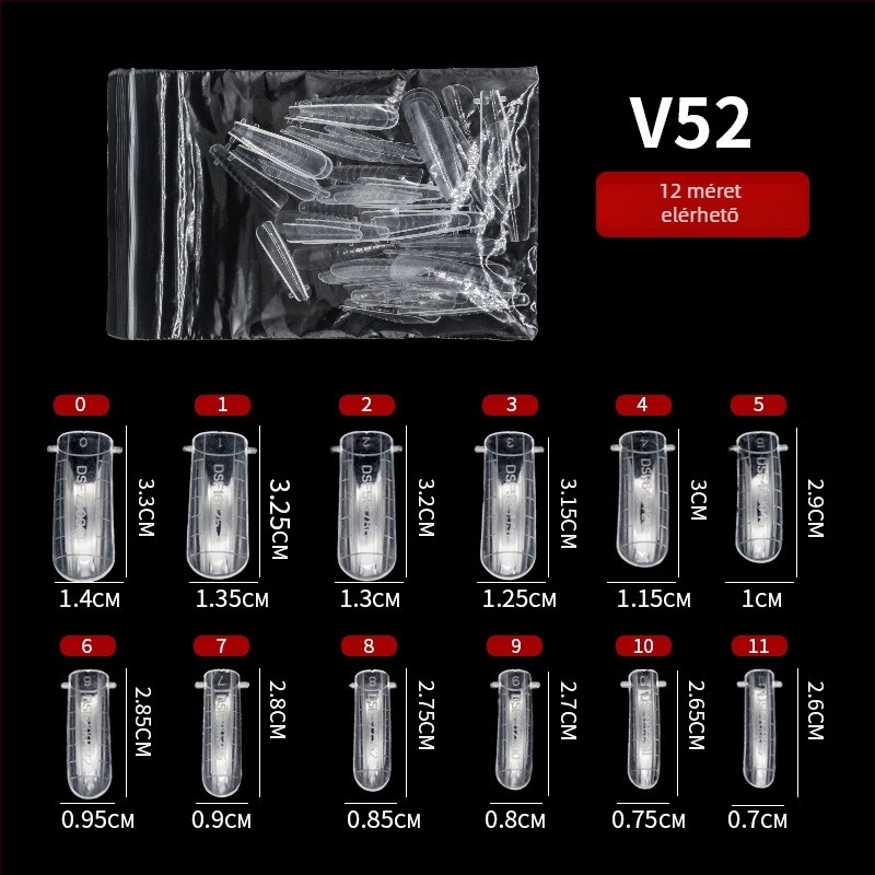 GNDG Műköröm hosszabbító forma, műanyag, papírtálcás hosszabbító sorozat, vízcsepp mintázat, 48–60 darab