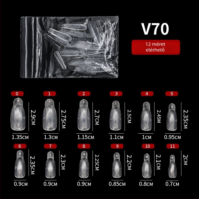 GNDG Műköröm hosszabbító forma, műanyag, papírtálcás hosszabbító sorozat, vízcsepp mintázat, 48–60 darab