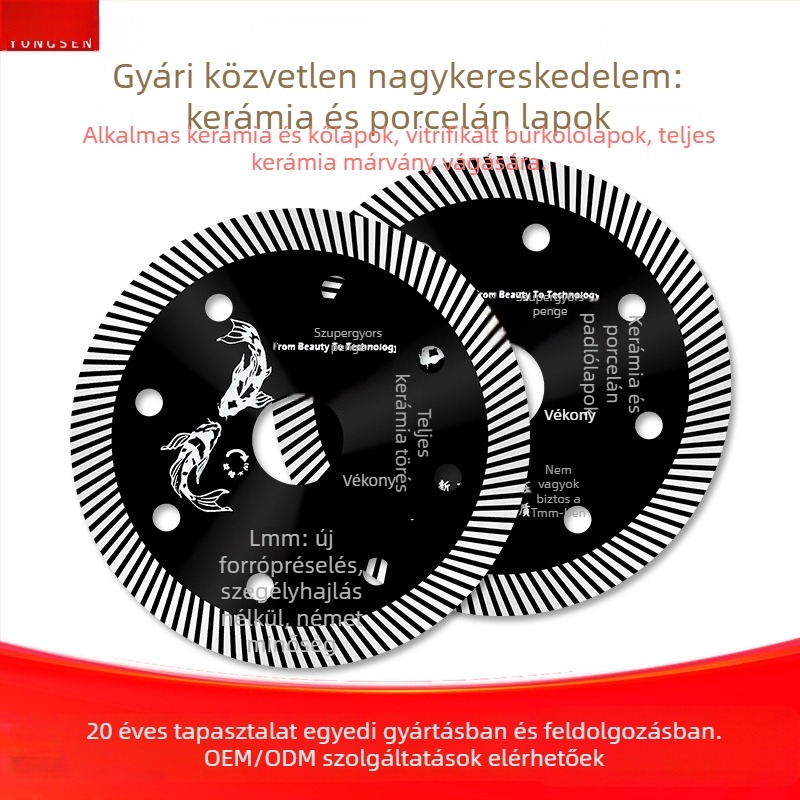 Diamant vágókorong kerámia és csempe számára, modell 114/105, Swimming Forest márka, kőfeldolgozáshoz.