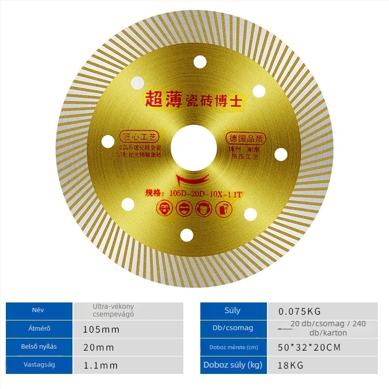 Diamant vágókorong kerámia és csempe számára, modell 114/105, Swimming Forest márka, kőfeldolgozáshoz.