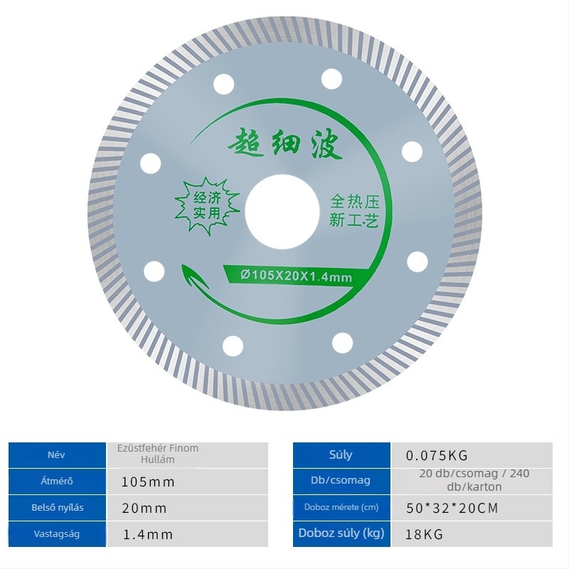 Diamant vágókorong kerámia és csempe számára, modell 114/105, Swimming Forest márka, kőfeldolgozáshoz.