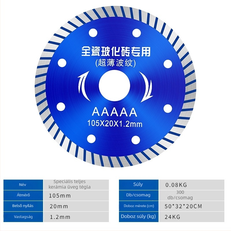 Diamant vágókorong kerámia és csempe számára, modell 114/105, Swimming Forest márka, kőfeldolgozáshoz.